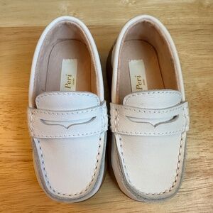 White leather loafers with rubber sole like new!